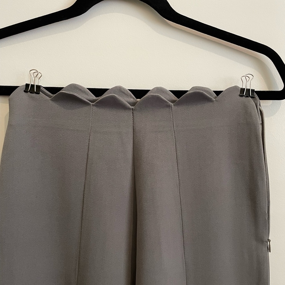 Scallop Waisted Chic Gray Dress Pants